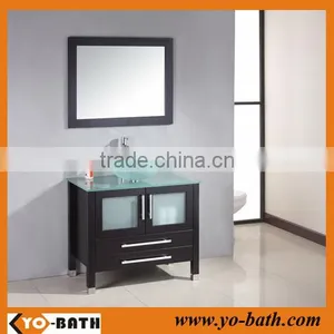 36 Inch Modern Bathroom Vanity Design With Glass Wash Basin thumbnail-1