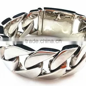 B476s 316l Stainless Steel Fashion 2.5cm Wide Big Heavy High Polish Chain Bracelet thumbnail-1
