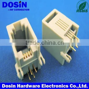 White Plastic Network RJ45 Modular Connector for Pcb Mount thumbnail-1