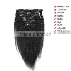 Kinky Straight Clip in Human Hair Extensions Brazilian Hair Wholesale Distributors thumbnail-5