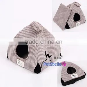 Solid Corduroy Made Pet House Dog Bed thumbnail-6