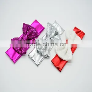 2016 New Boutique Children Cheap Hair Accessories Fashion Sequin Bownot Headband thumbnail-3