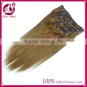 Wholesale Factory Price 10-30" Straight Clip in Hair Extensions Virgin Brazilian Clip in Hair Extension thumbnail-5