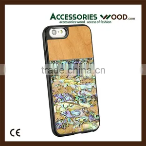 Support Logo Engraving Real Wood and Shell Mobile Phone Case for IPhone thumbnail-2