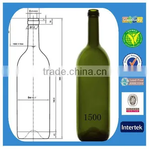 Glasslucky Hot Sale Dark Green 1500ml Empty Wine Bottles Whoesale thumbnail-1