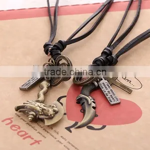 N0017 Wholesale Leather Necklace Fashionable Design Mens Leather Necklace thumbnail-1
