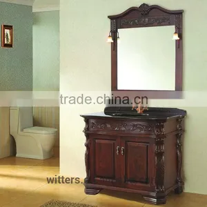 Vintage Bathroom Cabinet Carved Wood Solid Wood American Country Style WTS104 thumbnail-5