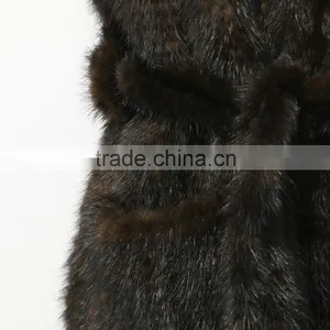 Fashion Genuine Knitted Mink Fur Vest With Hood for Women M2902 thumbnail-4