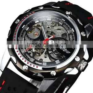 Men's Stylish Silicone Skeleton Analog Auto Mechanical Sport Watch thumbnail-3