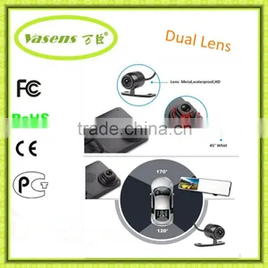 Vasens 168 Dual Lens Rearview Mirror Reversing View G-sensor Car Dvr thumbnail-1