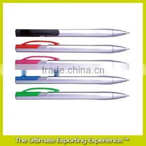Colored Clip Silver Coating Barrel and Tip Ballpoint Pen thumbnail-1