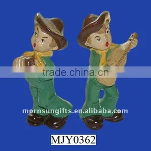 Decorative Resin Cowboys and Instruments Plaster Figure thumbnail-1