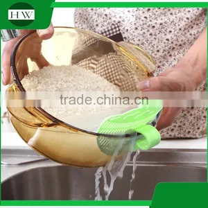 Multipurpose Plastic Smile Manual Fruit Vegetable Rice Sifter Wash Washing Basin Strainer Sieve With Clip thumbnail-2