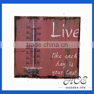 Personalized Wooden Painting for Home Decoration With Thermometer Vintage Look Wooden Picture Wooden Thermometer thumbnail-1