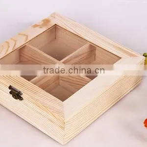 Recycled Wooden Tea Storage Box With Clear Glass Lid thumbnail-4