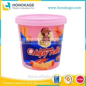 Cheap IML Logo Design Plastic Biscuit Box, Round Biscuit Container With Lid Packaging Suppliers thumbnail-1