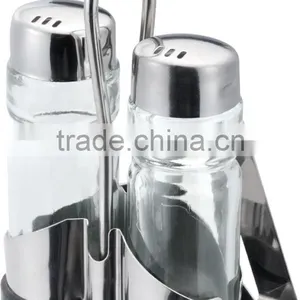 Stainless Steel Condiment Holders Glass Bottle Vinegar Oil Glass Cruet Set thumbnail-4
