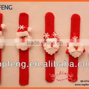 Plush Christmas Slap Bracelet Bangle Santa Claus Snowman Deer Elk Bear Xmas Pat Circle Hand Ring Pops Watch Ribbon thumbnail-1