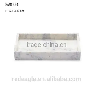 Luxury Square Hotel White Marble Candle Tray Candle Serving Tray thumbnail-1