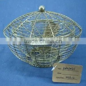 Gold Round Wire Handmade Storage Case With Lid thumbnail-1