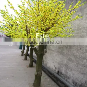 Atificial Golden Peach Blossom Flower Tree for Home Decoration Fiberglass Trunk thumbnail-1