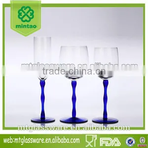 Antique Wine Glass Blue Stem Wine Glass Wedding Wine Glass thumbnail-1