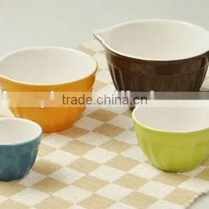 4pcs Stoneware Batter Bowl With Solid Color thumbnail-1