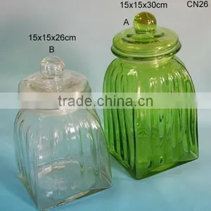 Colorful Square Pasta Glass Conserve Jar With Design thumbnail-1
