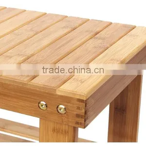 2 Tier Natural Bamboo Shoe Rack Bench Storage Organiser Holder 70 x 28 x 45cm thumbnail-4
