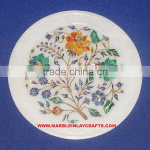 Marble Stone Inlay Antique Plate Decorative Marble Inlay Plate thumbnail-1