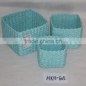Small Beautiful Popular HX13-605 Light Blue Paper String Handmade Storage Basket thumbnail-1