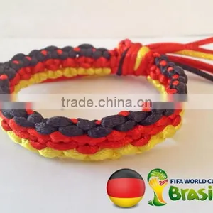 2017 Handmade World Cup Black Red Yellow Square Paracord Solomon Bar Macrame Hemp Knotted Bracelet Made in China thumbnail-1