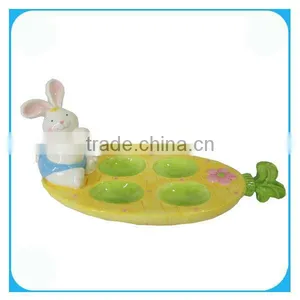 Ceramic Easter Rabbit And Radish WIth Egg Plate thumbnail-1
