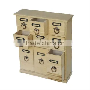 Handmade Unfinished Wooden Tea Box With Drawer thumbnail-1
