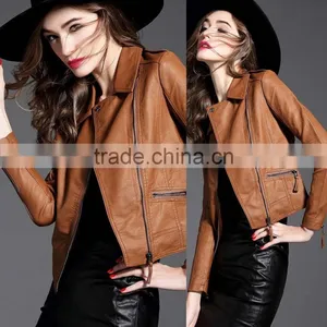 Wholesale Plus Size Autumn Winter Coat and Jackets Women 2017 Winter Apparel Clothes High Quality pu Leather Motorcycle Jacket thumbnail-1