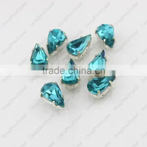 DZ-3018 Point Back Aquamarine Drop Crystal Stone for Dresses thumbnail-1