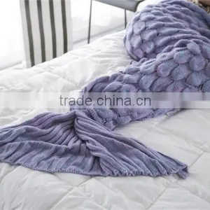 TV Blanket Knitted Fish Scale Mermaid Tail Blanket Colorful Sleeping Bag thumbnail-3
