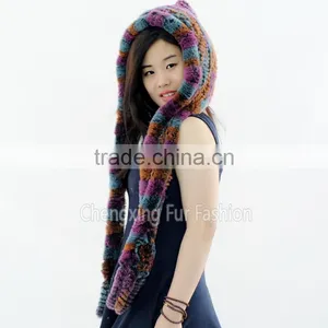 CX-C-41M Woman Winter Warm Rex Rabbit Russian Fur Hat thumbnail-3