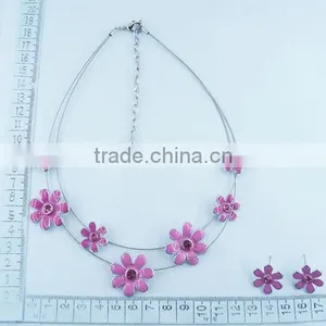 Fashion Flower Necklace Set, Flower Stylish Jewelry,metal Alloy Paint Jewelry thumbnail-1