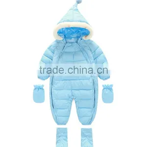 Kids Wholesale Winter Clothes,custom Design High Quality Baby and Infant Winter Hooded Rompers thumbnail-1