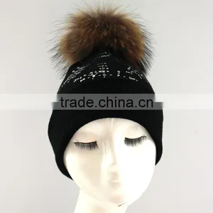 Myfur New Fashion Printing Beanie Winter Hat Type and Knitted Pompom Beanies thumbnail-3