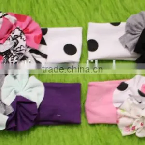 Boutique Stretchy Cotton Flower Headband For Baby Girl Wholesale Children Clothing Sets Hairband For KIds thumbnail-2
