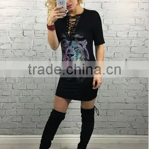 European and American Fashion Lion Printing Bands T-shirt thumbnail-2
