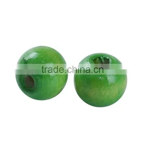 Cheap Wholesale Round Yellow-green Hinoki Wood Spacer Beads thumbnail-3
