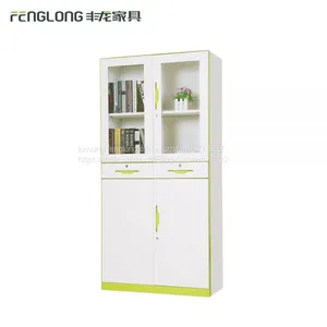 New Design Modern Glass Display File Cabinet 4 Door Storage Cabinet With 2 Drawers thumbnail-4