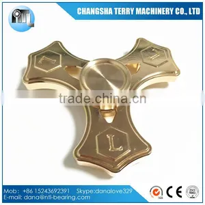 Brass Hand Tri-Spinner Fidget ADHD Focus Toy Torqbar For Kids Adults ADHD Autism thumbnail-1