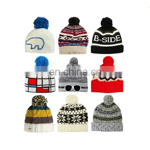 Comfortable Embroidery Black Pom Beanie, Custom Beanie Hat, Knit Beanie thumbnail-1