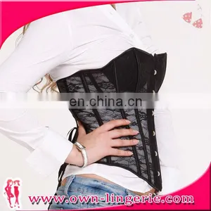 Black Steel Boned Sexy Lace Mesh Corset Ladies Waist Shaper Corset on Sale thumbnail-4