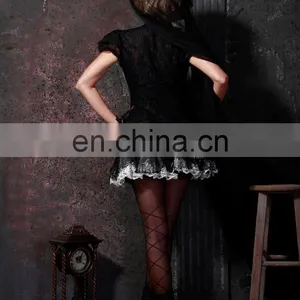Gothic Short Sleeves Lace Top With High Collar thumbnail-6