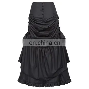 Belle Poque Vintage Retro Gothic Victorian Edwardian Bustle Style Black Skirt BP000405-1 thumbnail-4